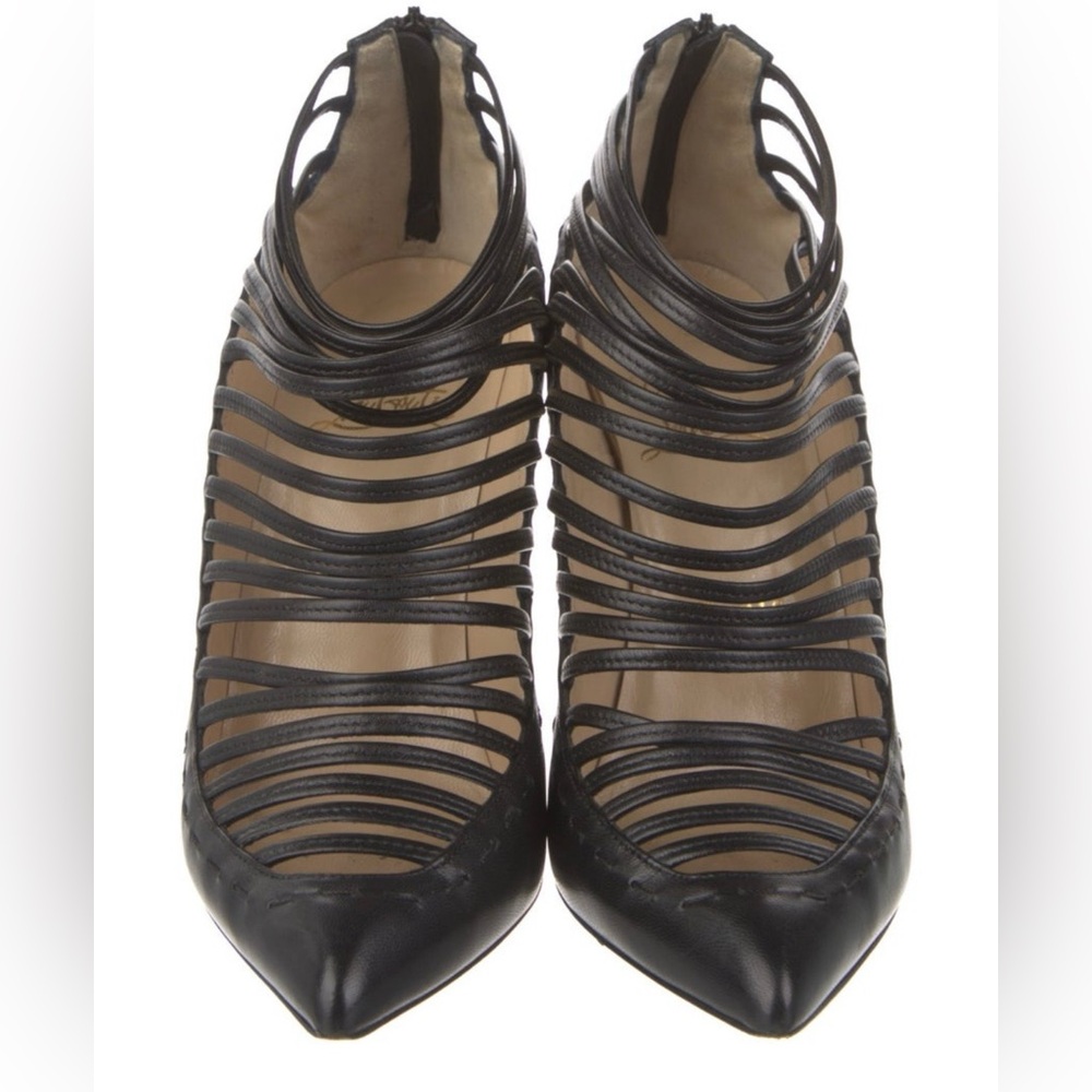 Christian Louboutin Leather cutout accent pumps Black Strappy Heels